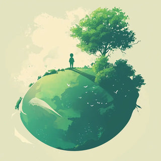 Illustration of a Greener Tomorrow with a Lush Green Planet