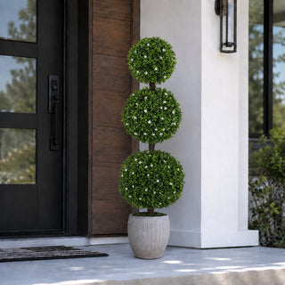4' Artificial White Flower Topiary Tree