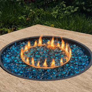 Aqua Blue Reflective Tempered Fire Glass Beads