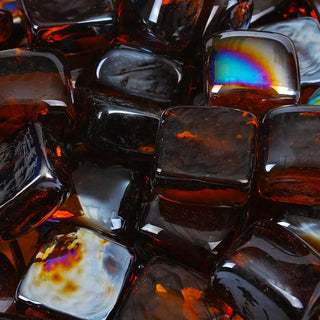 Amber Reflective Fire Glass Cubes