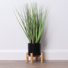Load image into Gallery viewer, Small Artificial Grass Plant with Mid Century Plant Stand
