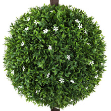 Load image into Gallery viewer, 4&#39; Artificial White Flower Topiary Ball Tree
