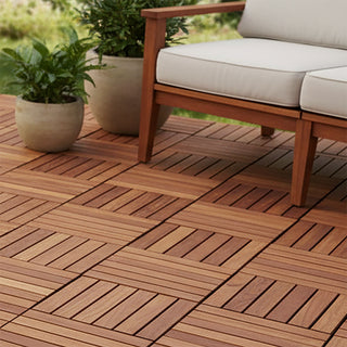 Oiled Acacia Checkered Deck Tiles