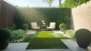 Modern Outdoor Patio with Artificial Greenery for a Natural Look