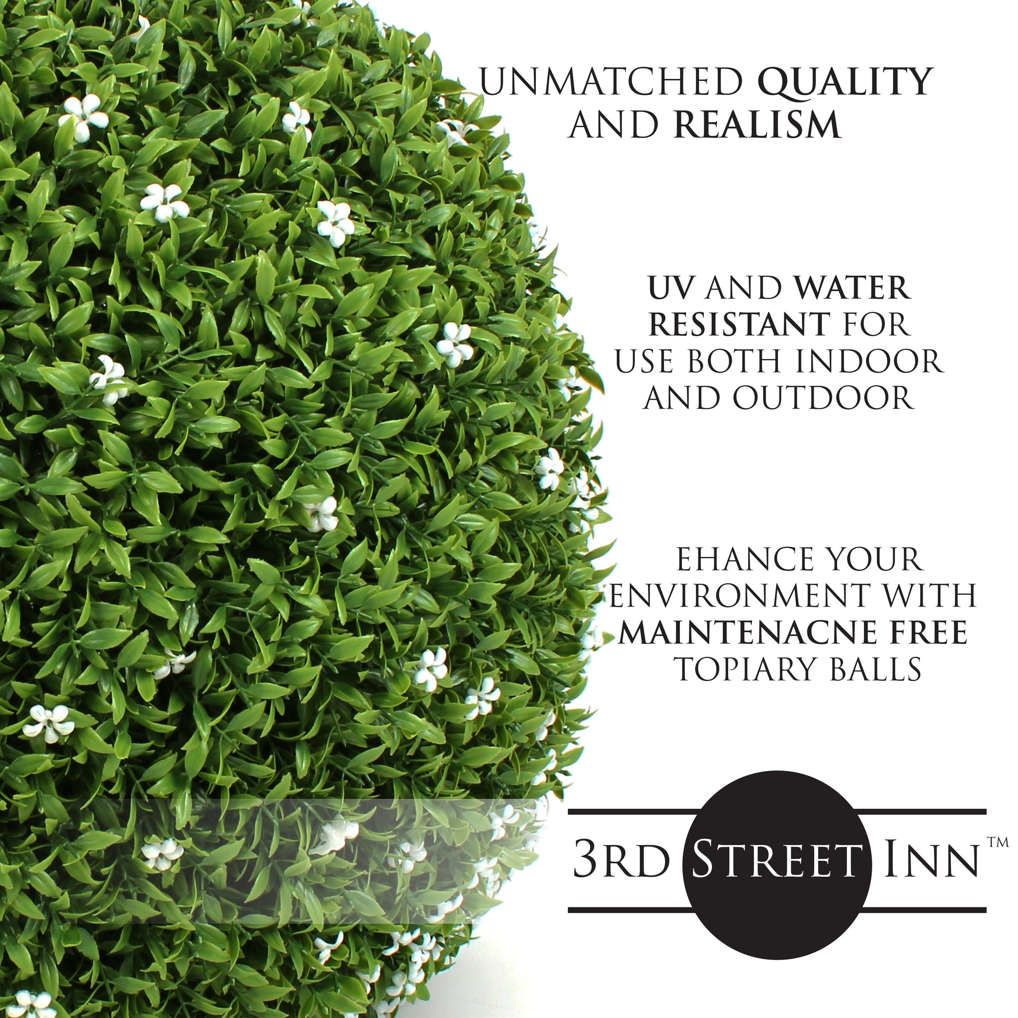 15 Large White Flower Topiary Ball – 3rd Street Inn Greenery