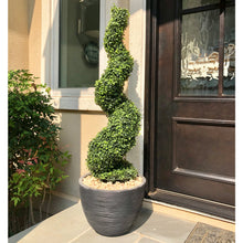 Load image into Gallery viewer, 4&#39; Artificial Boxwood Spiral Topiary Tree
