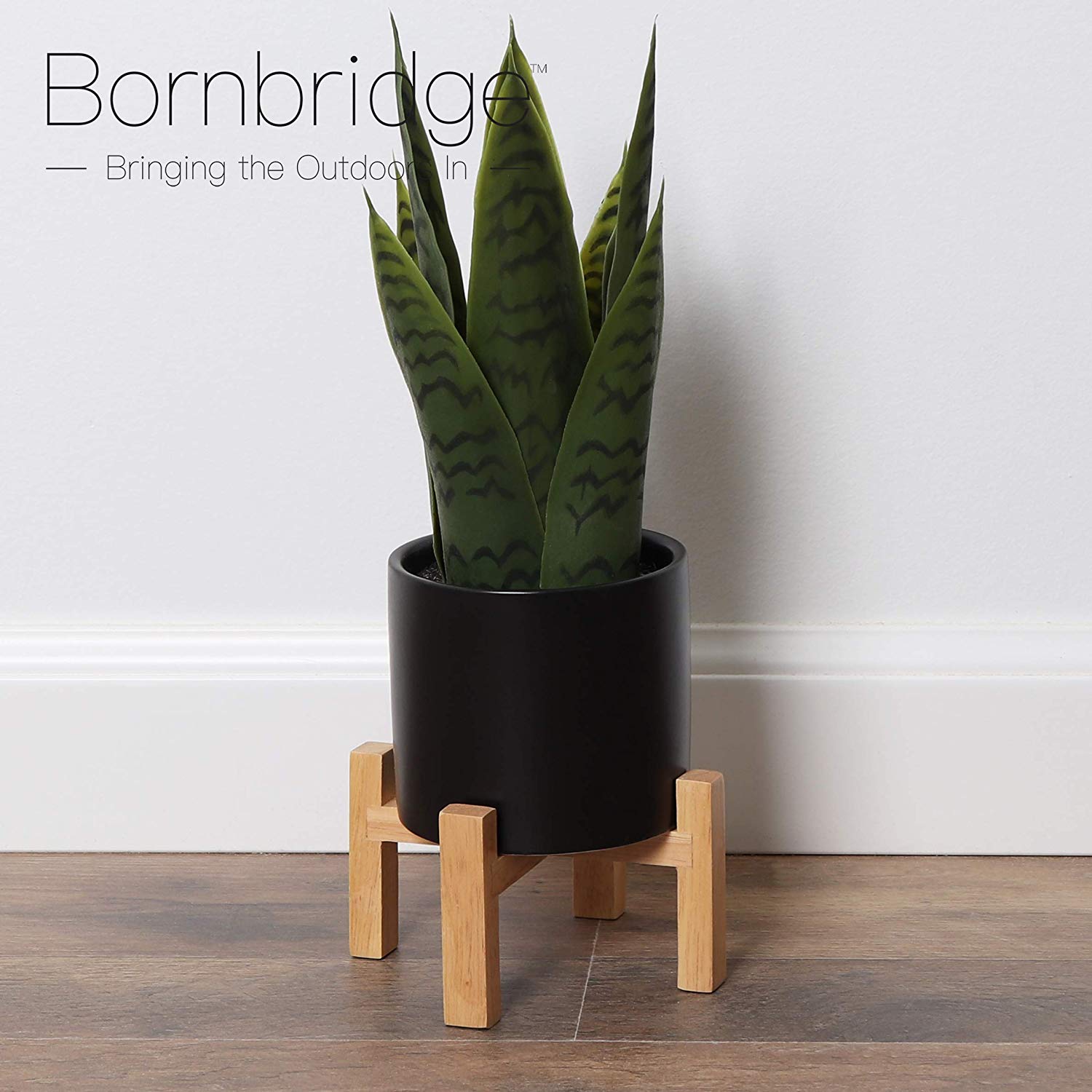 snake plant in plant stand - threshold Bornbridge Artificial Snake Plant in Mid Century Plant Stand (Small / 2 Pack)