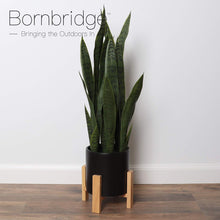 Load image into Gallery viewer, Large Artificial Snake Plant with Mid Century Plant Stand
