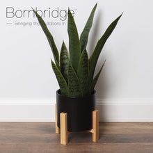 Load image into Gallery viewer, Medium Artificial Snake Plant with Mid Century Plant Stand
