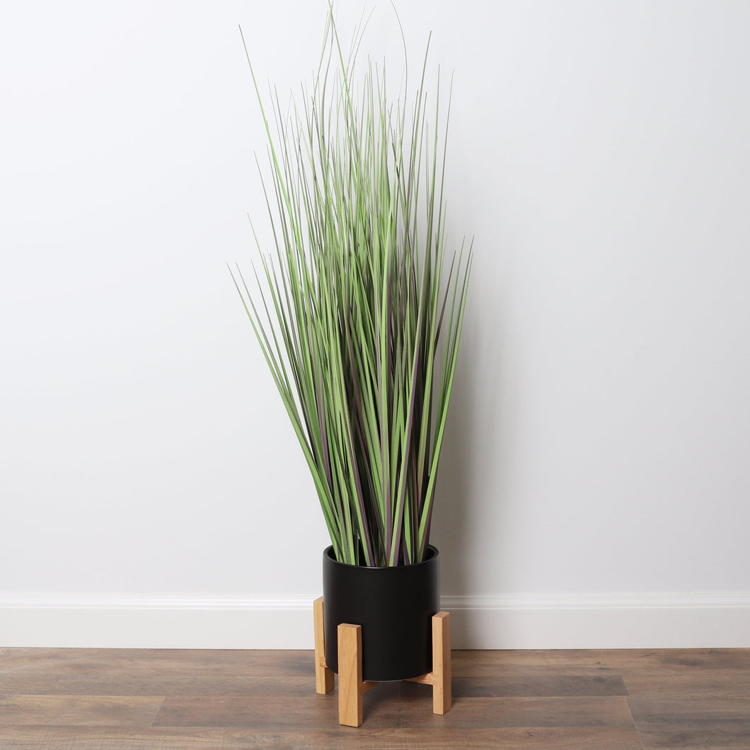 Large Artificial Grass Plant with Mid Century Plant Stand