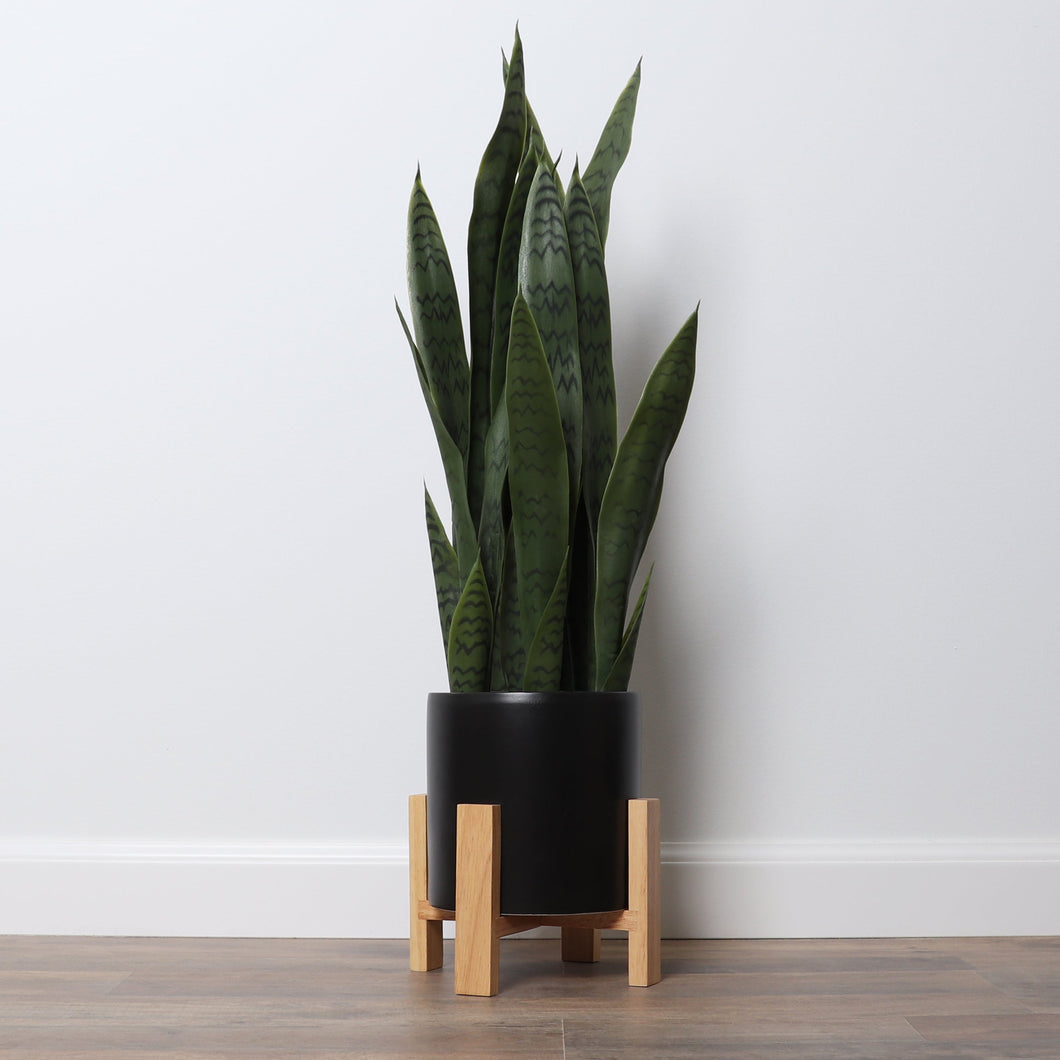 Large Artificial Snake Plant with Mid Century Plant Stand