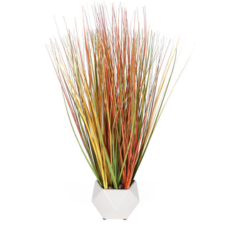 Gold Artificial Grass - White Planter