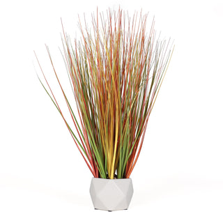 Gold Artificial Grass - White Planter